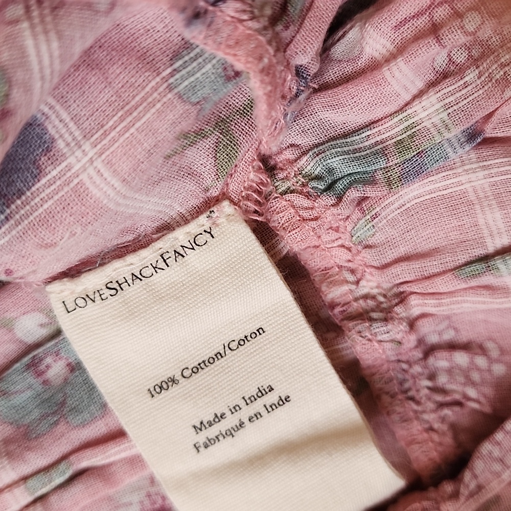 Loveshackfancy Violet Hollywood Pink Floral Smocked Dress with Ruffle Hem XS - Picture 13 of 17